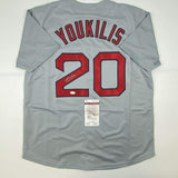 Autographed/Signed Kevin Youkilis Boston Grey Baseball Jersey JSA COA