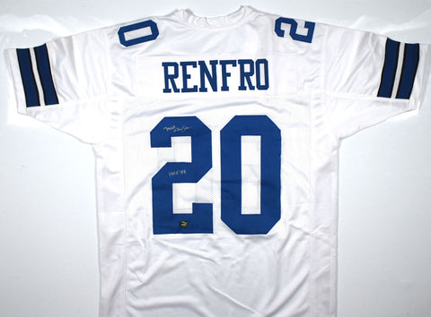 Mel Renfro Autographed White Pro Style Jersey w/ HOF - Prova *Silver