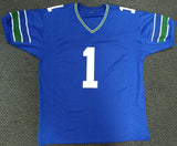 SEAHAWKS WARREN MOON AUTOGRAPHED SIGNED BLUE JERSEY "HOF 06" MCS HOLO 112487