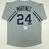 Autographed/Signed TINO MARTINEZ New York Grey Baseball Jersey PSA/DNA COA Auto