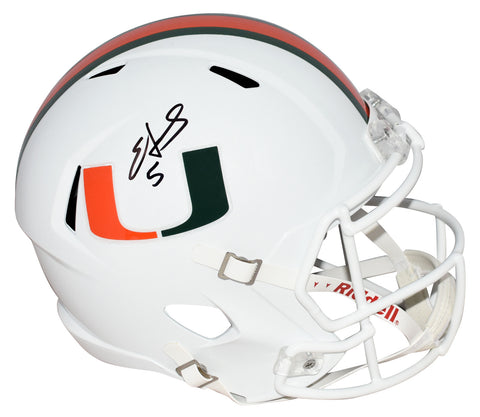 EDGERRIN JAMES AUTOGRAPHED MIAMI HURRICANES FULL SIZE SPEED HELMET BECKETT