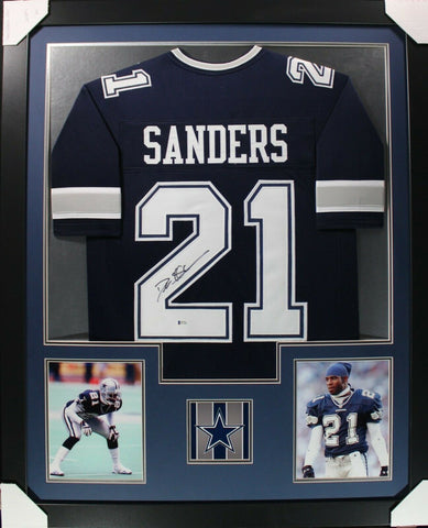 DEION SANDERS (Cowboys blue TOWER) Signed Autographed Framed Jersey Beckett