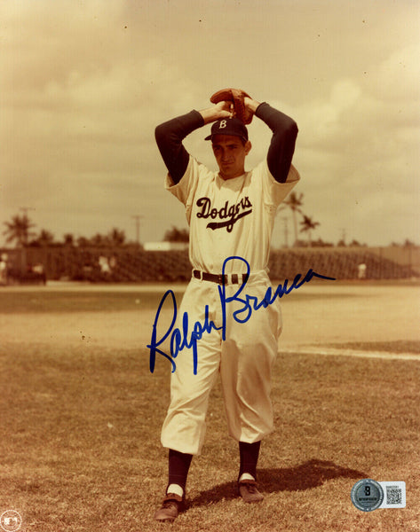 Ralph Branca Autographed Brooklyn Dodgers 8x10 Photo BAS 45176