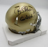 Rocky Bleier HOF Signed/Inscr Gold Mini Helmet Notre Dame Becket Witness 191558