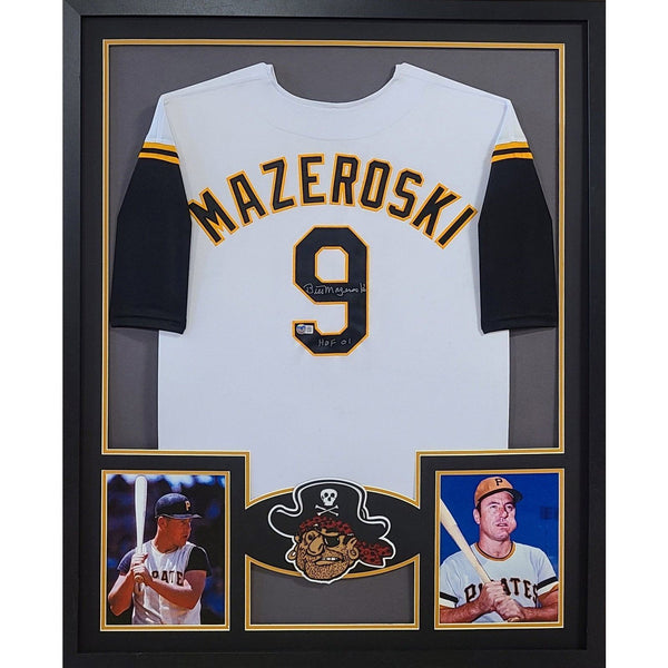 Bill Mazeroski Autographed Signed Framed White Pittsburgh Pirates Jersey BECKETT