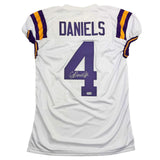 Autographed/Signed CJ C.J. Daniels LSU White College Football Jersey BAS COA