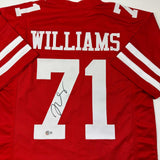 Autographed/Signed Trent Williams San Francisco Red Jersey Beckett BAS COA