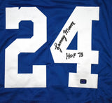 Lenny Moore Autographed Blue Pro Style Jersey w/ HOF - Prova *Black