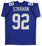 Michael Strahan Authentic Signed Blue Pro Style Jersey Autographed BAS Wit