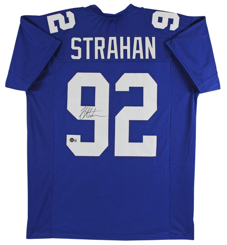 Michael Strahan Authentic Signed Blue Pro Style Jersey Autographed BAS Wit