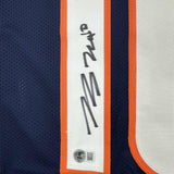 Autographed/Signed Bo Nix Denver Blue Football Jersey Beckett BAS COA