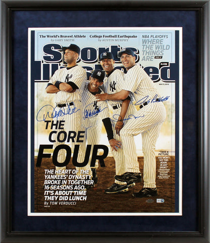 Yankees Core 4 Jeter, Rivera, Posada & Pettitte Signed 16x20 Framed Photo MLB