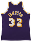 Lakers Magic Johnson "HOF 02" Signed 1984-85 M&N HWC Authentic Purple Jersey BAS