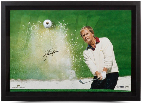 JACK NICKLAUS Autographed Sand Trap Break Through Framed Display Piece UDA LE 25