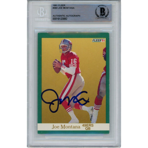 Joe Montana Autographed/Signed 1991 Fleer 360 Trading Card Beckett 47146