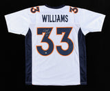 Javonte Williams Signed Denver Bronco White Jersey (Beckett Holo) 2021 2nd Rd Pk