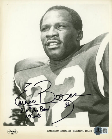 Emerson Boozer Signed New York Jets 8x10 Photo 2 Insc Beckett 47771