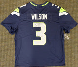 SEAHAWKS RUSSELL WILSON AUTOGRAPHED BLUE NIKE TWILL JERSEY XXL RW HOLO 159117