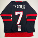 Autographed/Signed Brady Tkachuk Ottawa Black Hockey Jersey JSA COA