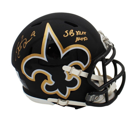 Drew Brees Signed New Orleans Saints Speed Amp Mini Helmet with "SB MVP" Inscr.