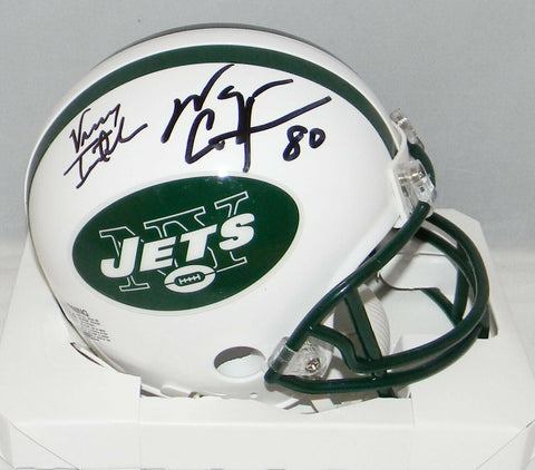 VINNY TESTAVERDE & WAYNE CHREBET SIGNED NEW YORK JETS MINI HELMET BECKETT