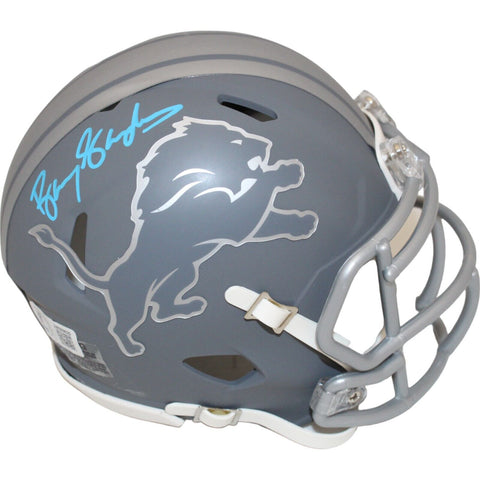 Barry Sanders Autographed Detroit Lions Slate Mini Helmet Beckett 46479