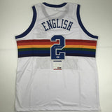 Autographed/Signed ALEX ENGLISH Denver White Basketball Jersey PSA/DNA COA Auto