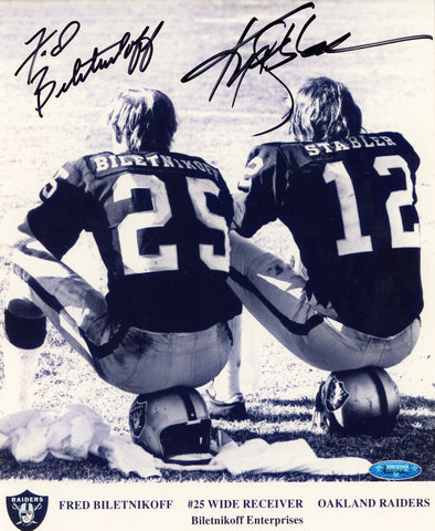 Ken Stabler & Fred Biletnikoff Signed Oakland Raiders 8x10 Photo Tristar 48549