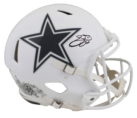 Cowboys Emmitt Smith Signed Salute To Service III F/S Speed Proline Helmet BAS W