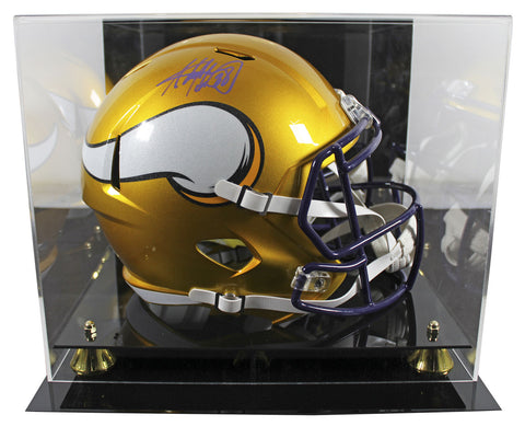 Vikings Adrian Peterson Signed Flash Full Size Speed Rep Helmet W/ Case BAS Wit