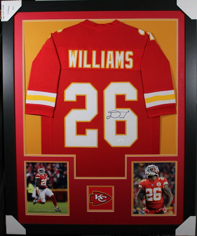 DAMIEN WILLIAMS (Chiefs red TOWER) Signed Autographed Framed Jersey JSA