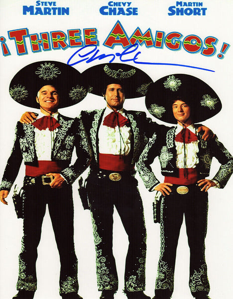 Chevy Chase Signed Three Amigos Movie Poster 11x14 Photo - (SCHWARTZ COA)