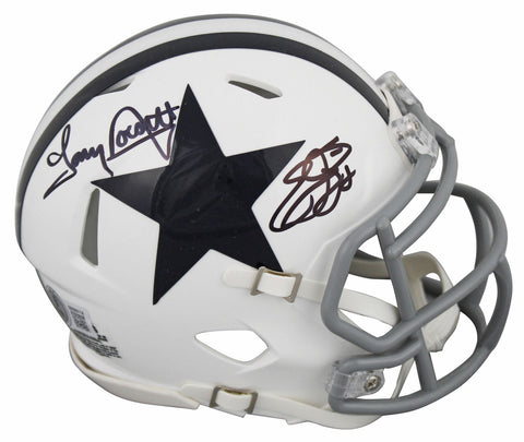 Cowboys Emmitt Smith & Tony Dorsett Signed 1960-63 TB Speed Mini Helmet BAS Wit