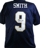 Jaylon Smith Autographed Navy Blue College Style Jersey- Beckett W *Black