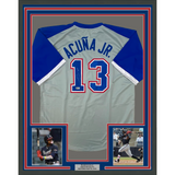 Framed Autographed/Signed Ronald Acuna Jr. 33x42 Atlanta Grey Jersey Beckett COA