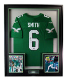 DeVonta Smith Signed Green Football Jersey Philadelphia Eagles Framed 193087