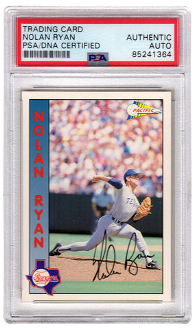 Nolan Ryan Signed Rangers 1992 Pacific Baseball Trading Card -(PSA Encapsulated)