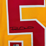 Framed Autographed/Signed Patrick Mahomes 35x39 KC Yellow Jersey Beckett BAS COA