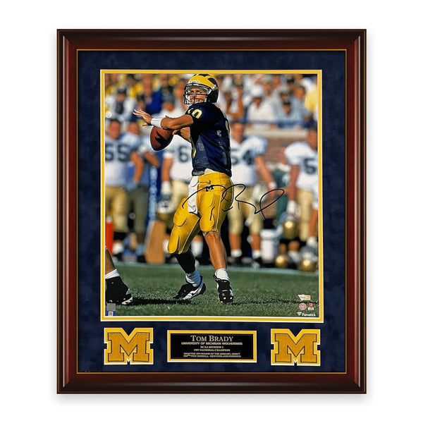 Tom Brady Signed Autographed Michigan Photo Framed to 20x24 Fanatics