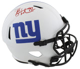 Giants Michael Strahan Signed Lunar Full Size Speed Rep Helmet W/ Case BAS Wit