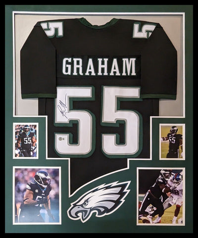 FRAMED PHILADELPHIA EAGLES BRANDON GRAHAM AUTOGRAPHED SIGNED JERSEY BECKETT HOLO