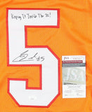 Jake Camarda Signed Tampa Bay Buccaneers Jersey "Keeping It Inside The 20" (JSA)