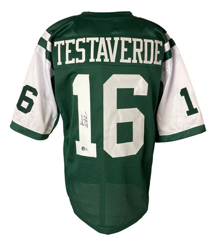 Vinny Testaverde New York Signed Green Football Jersey BAS ITP