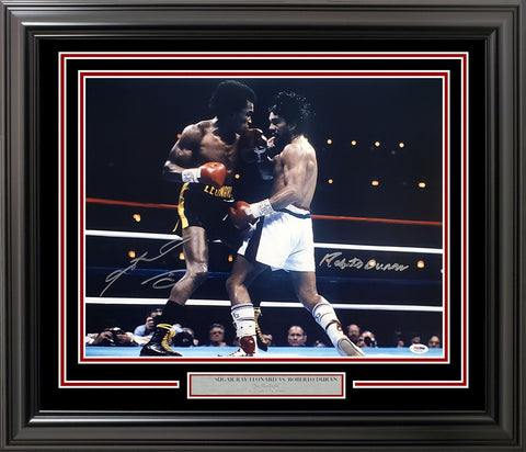 Sugar Ray Leonard & Roberto Duran Autographed Framed 16x20 Photo PSA/DNA 5A36686