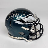 BRIAN DAWKINS AUTOGRAPHED SIGNED PHILADELPHIA EAGLES MINI HELMET W/ HOF 18 BAS