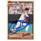 Gregg Olson Autographed/Signed 1991 Topps 40 years 10 Trading Card Beckett 48405