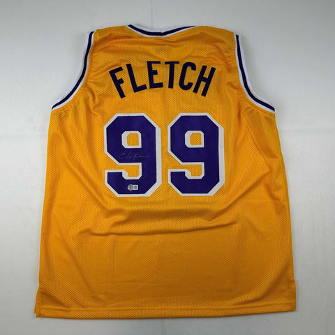 Autographed/Signed Chevy Chase Fletch Los Angeles Yellow Jersey Beckett BAS COA