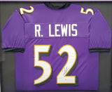 RAVENS RAY LEWIS AUTOGRAPHED SIGNED PURPLE CUSTOM FRAMED JERSEY BECKETT 185766