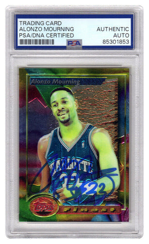 Alonzo Mourning Signed 1993-94 Topps Finest Basketball Card #201 - (PSA/DNA)