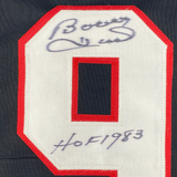 Autographed/Signed Bobby Hull HOF 1983 Chicago Black Hockey Jersey JSA COA